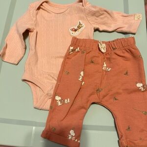 Pink and Dark Orange Baby Outfit Set
